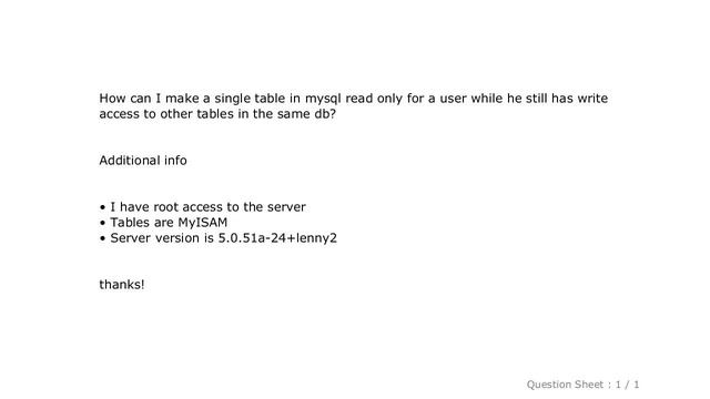 MySQL : Make a single table in mysql read-only смотреть онлайн