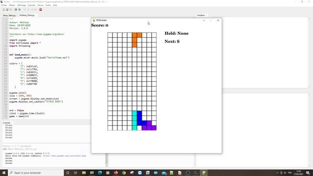 Jeu Tétris en langage python смотреть онлайн