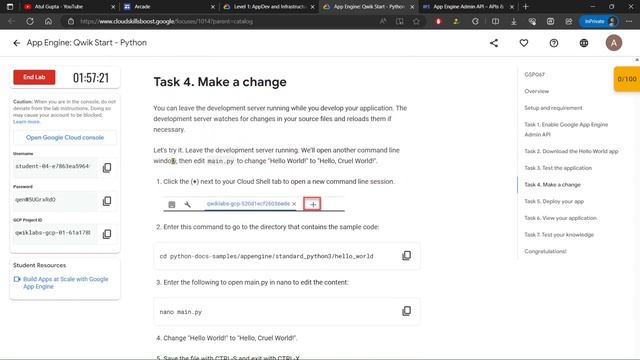 App Engine: Qwik Start - Python | GSP067 | Atul Gupta #qwiklabs смотреть онлайн