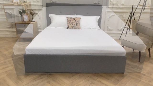 Кровать двуспальная с мягким изголовьем 160х200 серая Соната смотреть онлайн