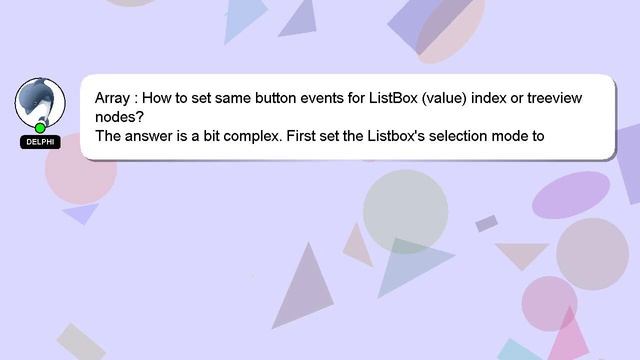 Array : How to set same button events for ListBox (value) index or treeview nodes? смотреть онлайн