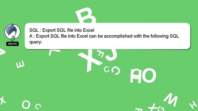 SQL : Export SQL file into Excel смотреть онлайн