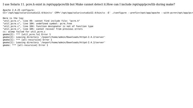 Unix & Linux: Apache 2.4.25 Make failed due to PCRE cannot find pcre.h смотреть онлайн