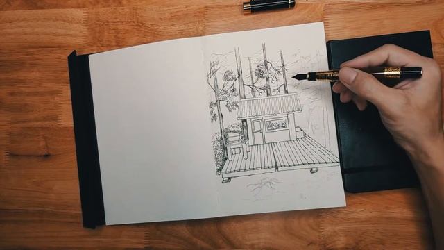 Vẽ bút sắt: Cabin trong rừng | Sketch смотреть онлайн