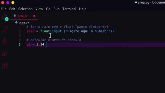 Lendo o raio de um círculo, utilizando a função float. (Python) смотреть онлайн