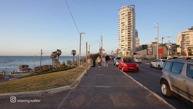 EVENING WALK Along the MEDITERRANEAN SEA, Bat Yam City смотреть онлайн