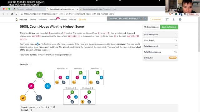 2049. Count Nodes With the Highest Score (Leetcode Medium) смотреть онлайн