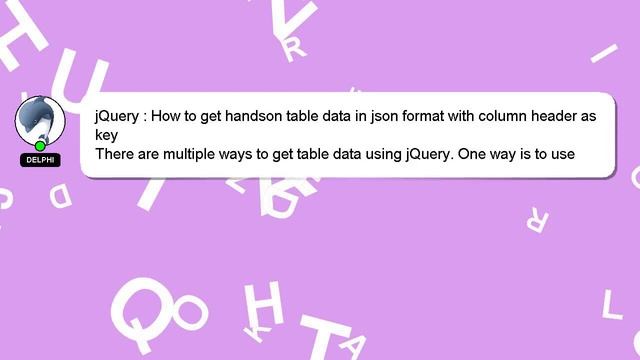 jQuery : How to get handson table data in json format with column header as key смотреть онлайн
