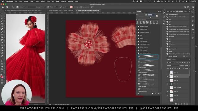 Tulle & Organza Multi-Color Photoshop Brushes: Brush Demo & Flower Illustration Tutorial смотреть онлайн