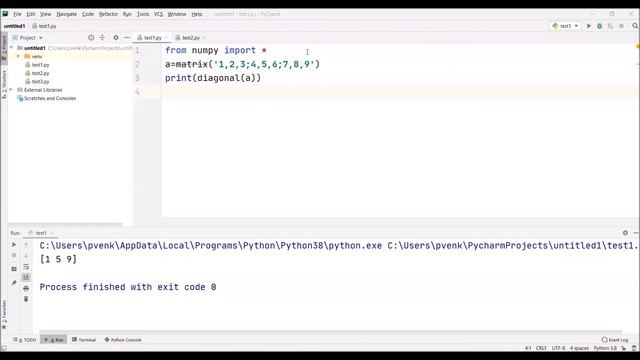 70-Usage of diagonal(matrix),min(matrix),max(matrix) in Python смотреть онлайн