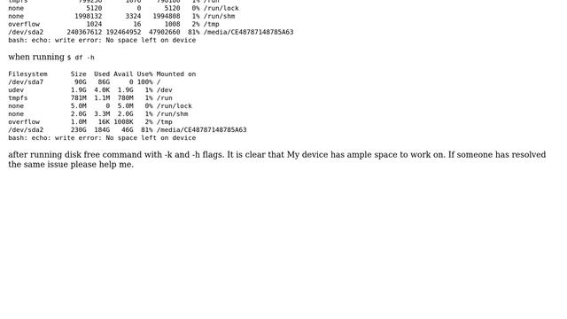 Ubuntu: bash: echo: write error: No space left on device смотреть онлайн