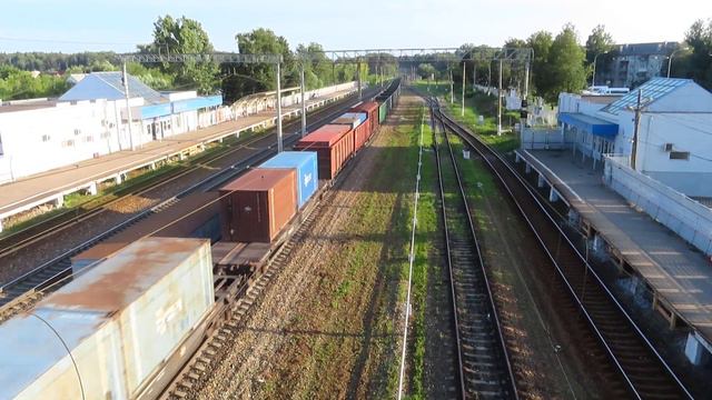 Электровоз ВЛ11М-282/291Б с грузовым поездом станция Обнинское 2.08.2020 смотреть онлайн