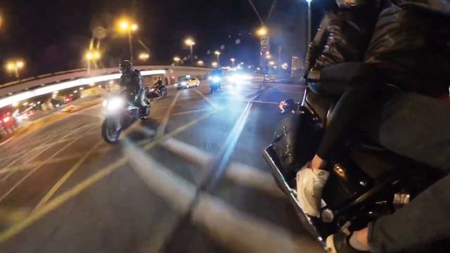 Ночной прохват на кувалдолете Yamaha V-max, Moscow never sleeps. смотреть онлайн