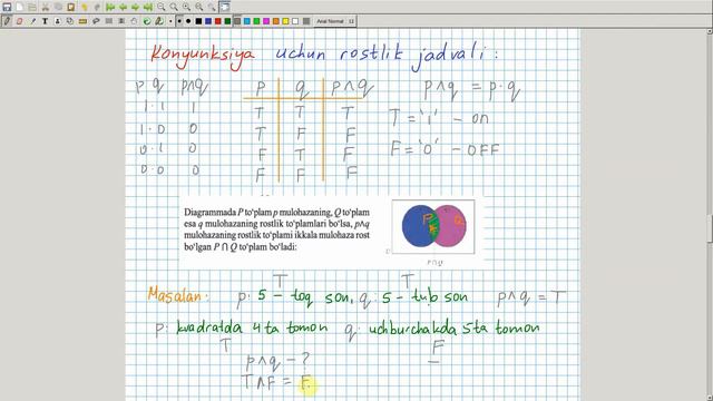 Mulohazalar - Konyunksiya Va Dizyunksiya. Algebra 10-sinf. 6-dars