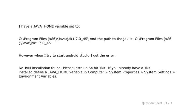 Android : With android studio no jvm found, JAVA_HOME has been set смотреть онлайн