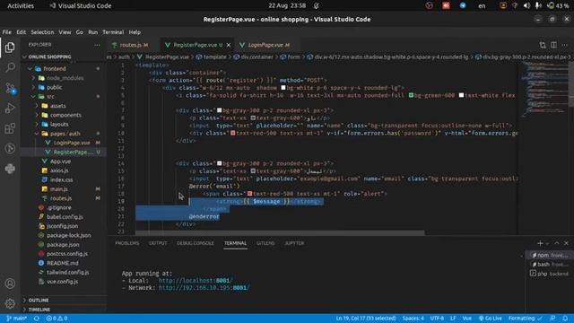 laravel + vuejs online shopping || configure vForm and register page смотреть онлайн
