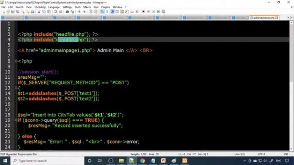 Airport Flight Control System php mysql project | flight details display | XAMPP apache | php103