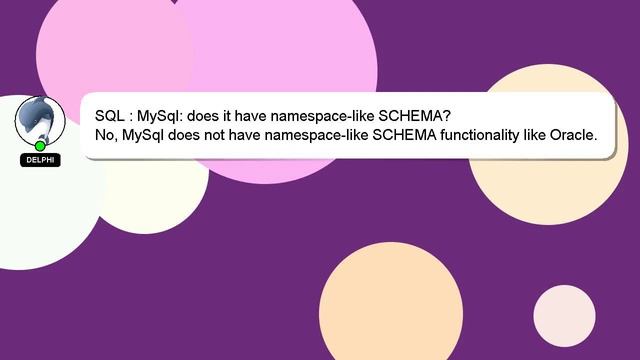 SQL : MySql: does it have namespace-like SCHEMA? смотреть онлайн