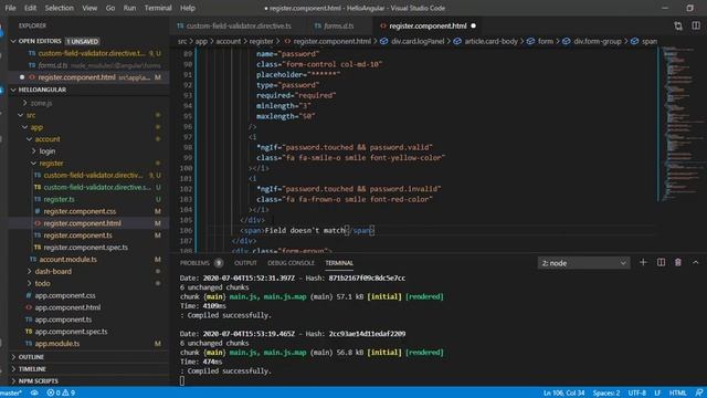 10. Template Driven Form Custom Validation (password and confirm password) смотреть онлайн