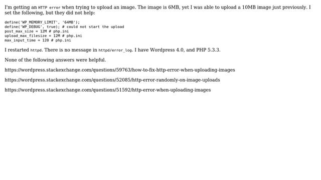 Wordpress: HTTP Error when trying to upload image смотреть онлайн
