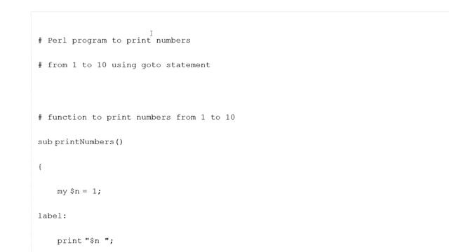Perl | Goto Statement смотреть онлайн