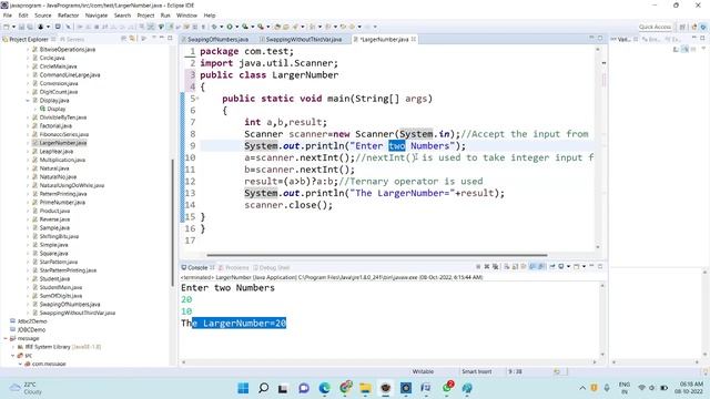 Java program to find greater number using ternary operator & If-Else statement #largest number смотреть онлайн