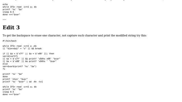 How do I get `read` to echo all input except for the endline at the end of the typing? смотреть онлайн