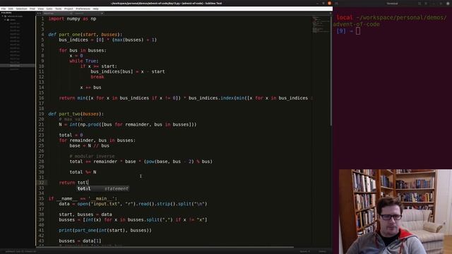 Advent of Code (AoC) - 2020 Day 13 - Part Two - Python смотреть онлайн