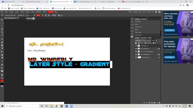 Photopea Lesson 1 - Adding Text / Font Effects смотреть онлайн