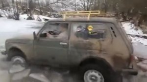 Нива на самоблоках тестрайф" зимой за хреном"