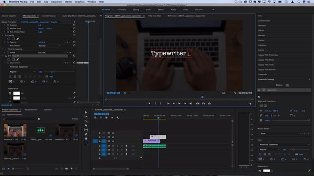 Adobe Premiere Pro Tutorial: Typewriter Text Effect Animation (How To / Essential Graphics)