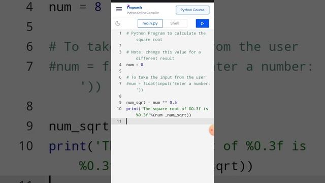 python program to calculate the square root #python#coding #codingbro#programming#shortvideo#viral смотреть онлайн
