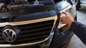 Passat B6 2008, как снять Решетку радиатора. Передний парктроник.