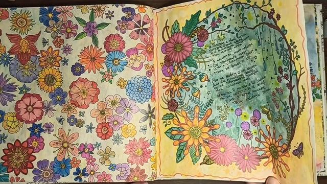 Закончила раскраску Мир цветов Джоанна Босфорд, немного покупок и обзор раскраски смотреть онлайн