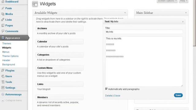 WordPress Widgets in the Sidebar: Text and Menus смотреть онлайн