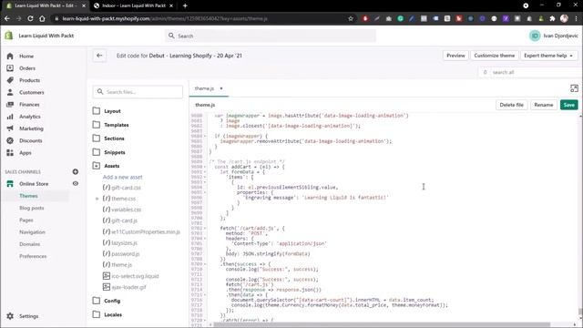 Shopify Theme Customization with Liquid | 8. Exploring the Shopify Ajax API смотреть онлайн