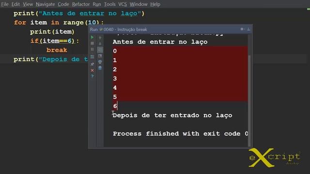 Curso de Python - Aula 40 - Instrução Break - eXcript смотреть онлайн