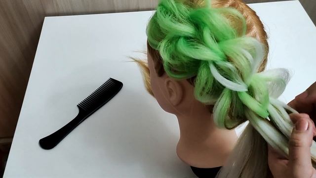 Прическа пошагово. 3D косы из резинок с канеколоном! смотреть онлайн