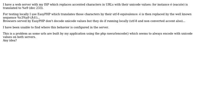 Webmasters: How does the web server choose between unicode and utf-8 for accented characters? смотреть онлайн