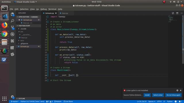 Live Tweets with Python | Twitter Streaming API and Tweepy Library смотреть онлайн