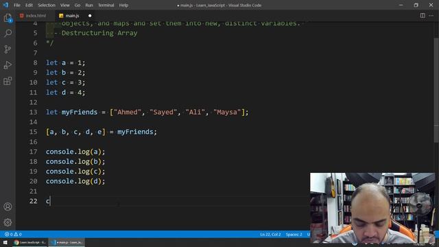Learn JavaScript In Arabic 2021 - #115 - Destructuring Arrays Part 1 смотреть онлайн