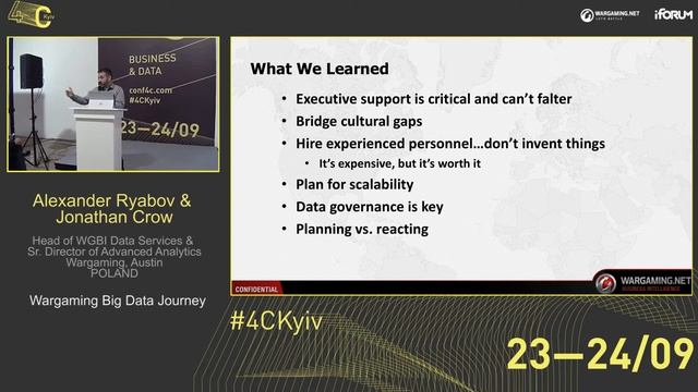 Wargaming Big Data Journey / Alexander Ryabov & Jonathan Crow / Wargaming [4C: Kyiv. 23/09/2016] смотреть онлайн