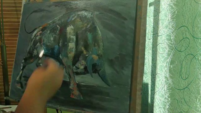 РИСУЕМ БЫКА МАСЛОМ VICTORYARTS.RU смотреть онлайн