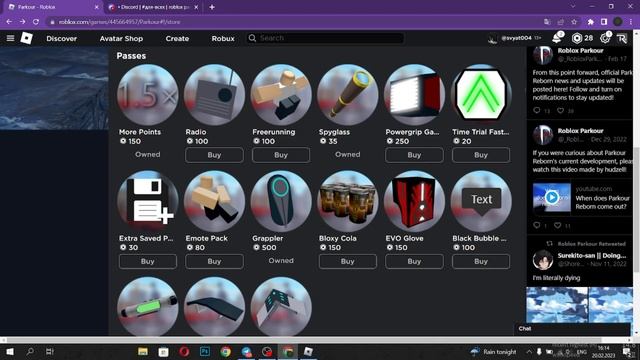 Все вещи/пасы в игре Parkour(Roblox)?? смотреть онлайн