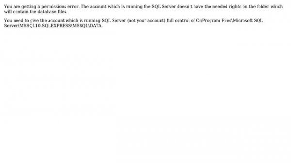 Databases: CREATE FILE encountered operating system error 5 (Access is denied.) (4 Solutions!!)