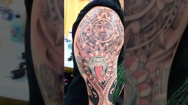 Half Sleeve Aztec Tattoo