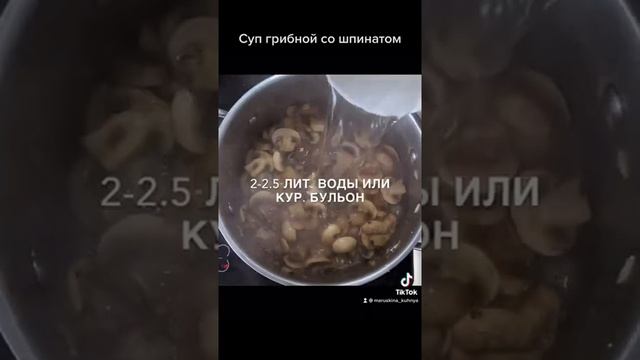 Суп грибной со шпинатом/ грибной суп/ грибы / шпинат