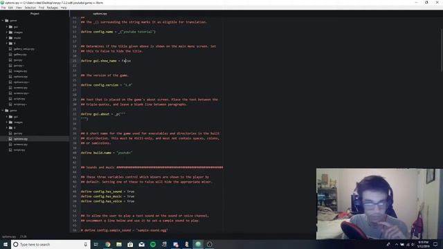 Python Coding in Renpy in Atom Part 2: Modifying the Options Renpy File смотреть онлайн