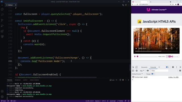 JavaScript HTML5 APIs 037 Fullscreen Change (Enter and Exit) Events смотреть онлайн