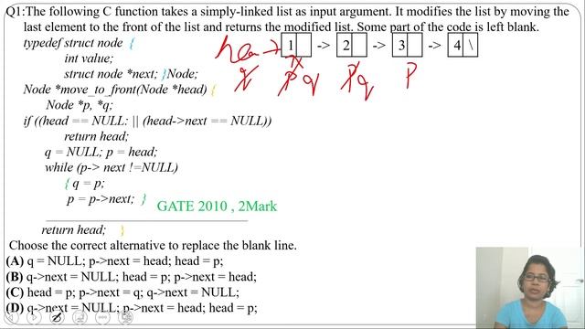 GATE CS 2010,Q36:The following C function takes a simply-linked list as input argument.It modifies смотреть онлайн